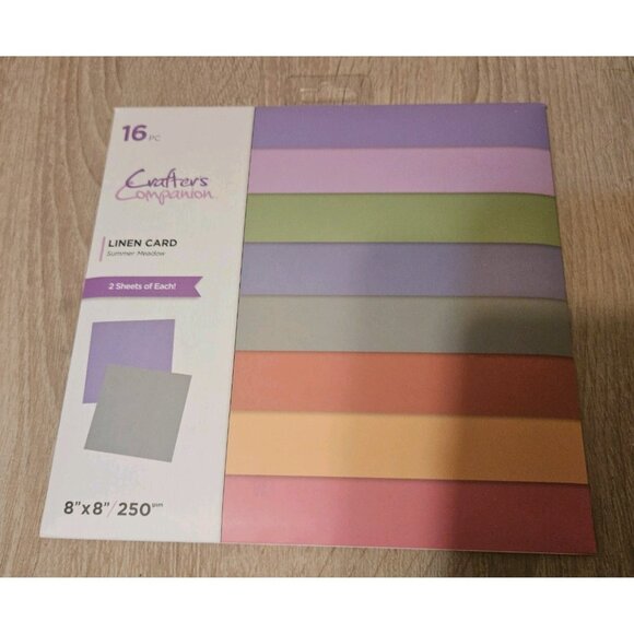 Crafters Companion Linen Cardstock Paper 8x8 " 250 Gsm Summer Meadow - Picture 1 of 4